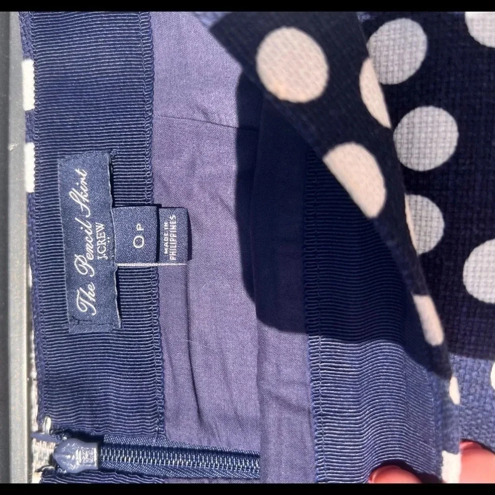 J. Crew Navy Blue and White The Pencil Polka Dot Pencil Skirt